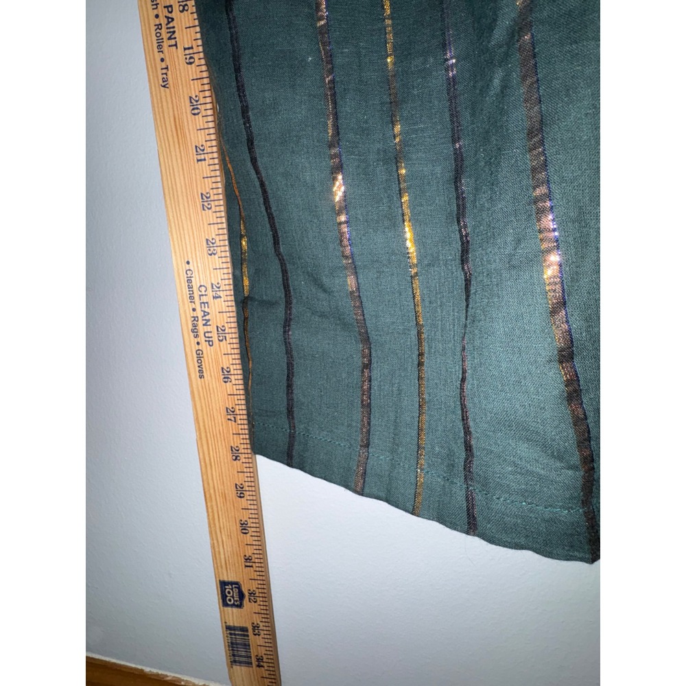 Farm Rio Anthropologie Green Metallic Striped One Shoulder Wide Leg Jumpsuit NEW - Picture 6 of 10